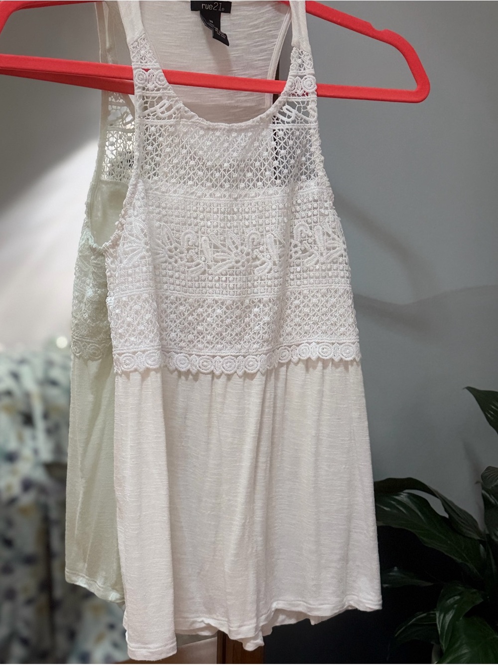 Rue21 White Crochet Racerback Tank